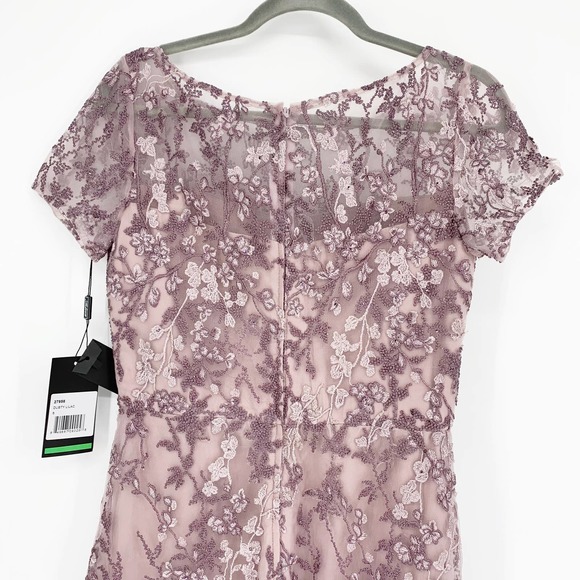 La Femme | Dusty Lilac Lace Column Beaded Gown, Sz 6 - Picture 7 of 12